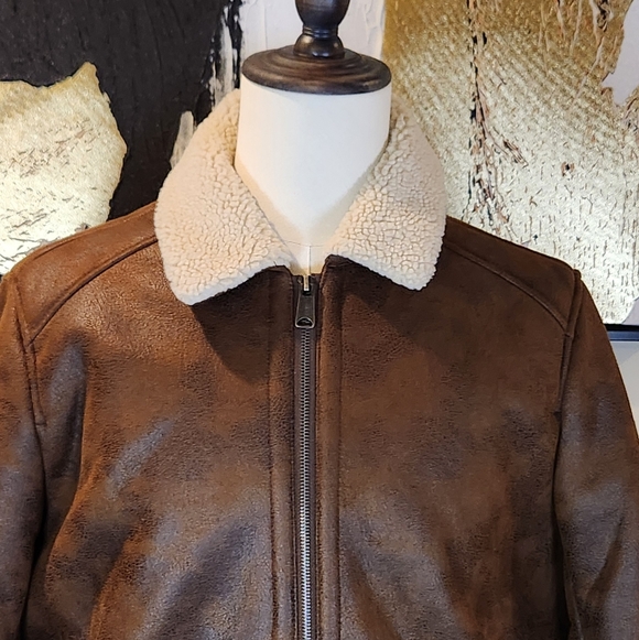 LUCKY BRAND Men's Faux-leather -Lined Bomber Jacket - Size L - Picture 4 of 12